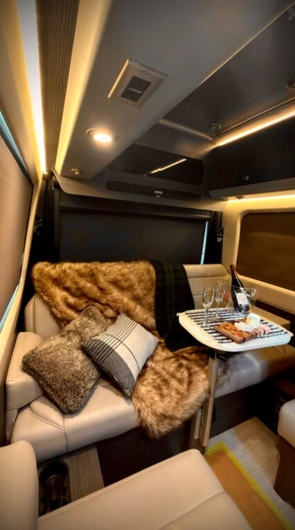 Rear Lounge converts to spacious cozy bed